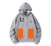 Generisch Hooded Jacket Women's Men's Hooded Pullover Winter Heated Pullover with Hood Unisex Hoody Heated Hoodie with 5 Heating Outdoor Heating Jacket Heating Vest Warming Sweatshirt Hoodie, gray, XL