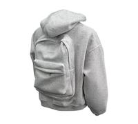 Generisch Hooded Pullover with Backpack, Creative, Lightweight, Comfortable, Men's Creative Travel Hoodie - For Work Commute, Hiking, Lifestyle, Daily Travel, Campus, Outdoor and Fashion, gray, XXL