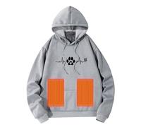 Generisch Hooded Pullover Women's Men's Winter Heated Pullover with Hood Unisex Hoody Heated Hoodie with 5 Heating Outdoor Heating Jacket Heating Vest Warming Sweatshirt Sweater with, gray, M