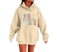 Generisch Hoodie for Women Fashion Sweatshirt with Hood Plain Hoodie Elegant Clothing Woman Top Leisure Teenager Girls Pullover Women's Sweatshirt Without Hood, Comfortable and Soft, Khaki-c, XL