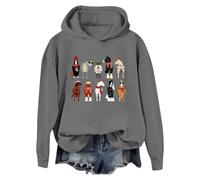 Generisch Hoodie Jackets Women's Casual Hoodie with Christmas Print for Horse Lovers Black Sweater, gray, S