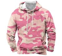 Generisch Hoodie Men's Camouflage Pattern Hoodie Breathable Warm Sweatshirt with Kangaroo Pocket Hood Comfortable Practical Pullover Wide Fit Sweat 3D Print Streetwear Function Hooded, pink, M
