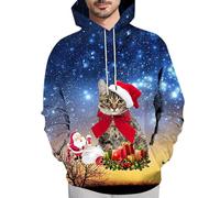 Generisch Hoodie Men's Dark Blue Sports Top for Couples, Colourful Holiday Jumper, Santa Jumper, Printed Men's Blouse Sweatshirts Men's Zip, sky blue, 5XL