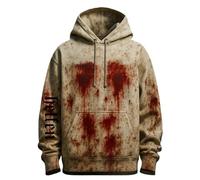 Generisch Hoodie Men's Halloween Hoodie Bloody Print Pullover Casual Loose Fit Sweatshirt Warm Comfortable Streetwear Gothic Style Men's Clothing, a, XXL