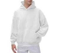 Generisch Hoodie Men's Hoodie Casual Pullover Oversized Overlapping Shoulder Sweatshirt with Hood Plain Autumn Winter Streetwear Basic Top Jogging Hoodies for Men, White, XL