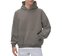 Generisch Hoodie Men's Hoodie Casual Pullover Oversized Overlapping Shoulder Sweatshirt with Hood Plain Autumn Winter Streetwear Basic Top Jogging Hoodies for Men, khaki, 4XL