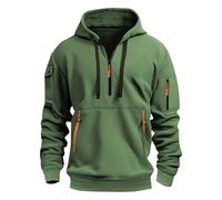 Generisch Hoodie Men's Leisure Pullover with Pockets 2025 Winter Warm Long Sleeve Drawstring Sweatshirt Men Cotton Hoodie Men's Work Jumper S-6XL, Grün-a, L