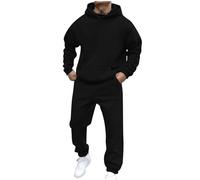 Generisch Hoodie Men's Oversize Tracksuit with Hood, Plain Basic Sweatshirt, Comfortable and Warm Jogging Suit, Hoodie Sports Trousers Set, Casual Hoodie and Trousers, Fleece, Soft Leisure Suit, black