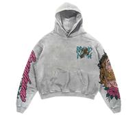 Generisch Hoodie Men's Oversize Y2K Hoodie Vintage Sweater Halloween Sweatshirt Pullover Gothic Hoodie Skeleton Style Transition Jumper Baggy Streetwear Hip Hop Hoodie, White, 4XL