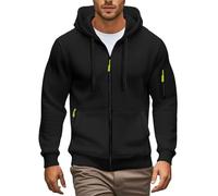 Generisch Hoodie Men's Plain Hooded Jacket with Zip Sweat Jacket Causal Comfortable Breathable Pullover Outdoor Sporty Fitness Winder Jacket Fashionable Loose Fit Cycling Jacket, black, S