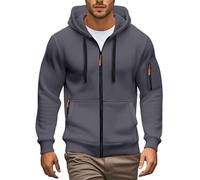 Generisch Hoodie Men's Plain Hooded Jacket with Zip Sweat Jacket Causal Comfortable Breathable Pullover Outdoor Sporty Fitness Winder Jacket Fashionable Loose Fit Cycling Jacket, Gy1, S