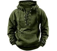 Generisch Hoodie Men's Tactical Pullover, Outdoor Transition Jacket, Vintage Cargo Hoodie, Viking Clothing, Medieval Sweatshirt with Hood, Winter Warm Hoody, Warm Army Pullover, Green, S