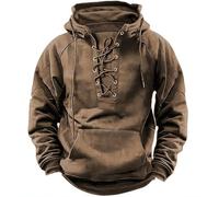 Generisch Hoodie Men's Tactical Pullover, Outdoor Transition Jacket, Vintage Cargo Hoodie, Viking Clothing, Medieval Sweatshirt with Hood, Winter Warm Hoody, Warm Army Pullover, khaki, M