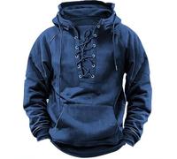 Generisch Hoodie Men's Tactical Pullover, Outdoor Transition Jacket, Vintage Cargo Hoodie, Viking Clothing, Medieval Sweatshirt with Hood, Winter Warm Hoody, Warm Army Pullover, blue, 3XL