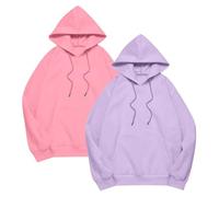 Generisch Hoodie Women's 2 Pieces Autumn Winter Hoodie Long Sleeve Loose Sweatshirt with Hood Oversize Plain Hoodie Casual Large Sizes Hoodie Cotton Long Sleeve Shirt, light pink, XXL