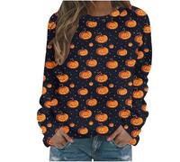 Generisch Hoodie Women's Halloween Pullover with Skull Hoodie Vintage Witch Graphic Fleece Shirts Halloween Pullover Ceiling Sweatshirt Women's Witch Museum Sweatshirt Tops, hoodies b7-orange, S