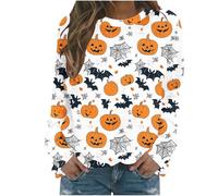 Generisch Hoodie Women's Halloween Pullover with Skull Hoodie Vintage Witch Graphic Fleece Shirts Halloween Pullover Ceiling Sweatshirt Women's Witch Museum Sweatshirt Tops, hoodies b10-white, S