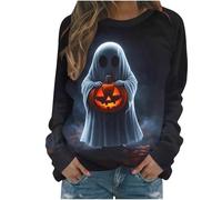 Generisch Hoodie Women's Halloween Pullover with Skull Hoodie Vintage Witch Graphic Fleece Shirts Halloween Pullover Ceiling Sweatshirt Women's Witch Museum Sweatshirt Tops, hoodies b1-black, 3XL