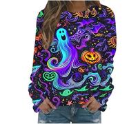 Generisch Hoodie Women's Halloween Pullover with Skull Hoodie Vintage Witch Graphic Fleece Shirts Halloween Pullover Ceiling Sweatshirt Women's Witch Museum Sweatshirt Tops, Hoodies B22-multicolour