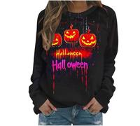 Generisch Hoodie Women's Halloween Pullover with Skull Hoodie Vintage Witch Graphic Fleece Shirts Halloween Pullover Ceiling Sweatshirt Women's Witch Museum Sweatshirt Tops, hoodies b16-black, XL
