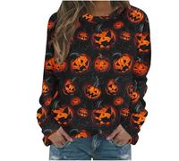 Generisch Hoodie Women's Halloween Pullover with Skull Hoodie Vintage Witch Graphic Fleece Shirts Halloween Pullover Ceiling Sweatshirt Women's Witch Museum Sweatshirt Tops, hoodies b15-orange, XXL