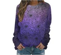 Generisch Hoodie Women's Halloween Pullover with Skull Hoodie Vintage Witch Graphic Fleece Shirts Halloween Pullover Ceiling Sweatshirt Women's Witch Museum Sweatshirt Tops, hoodies b5-dark purple, L
