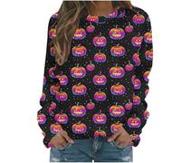 Generisch Hoodie Women's Halloween Pullover with Skull Hoodie Vintage Witch Graphic Fleece Shirts Halloween Pullover Ceiling Sweatshirt Women's Witch Museum Sweatshirt Tops, hoodies b2-purple, XXL
