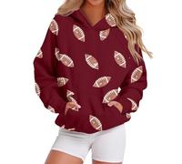 Generisch Hoodie Women's Hoodie Plain Printed Oversize Hoodie Autumn Winter Casual Sweatshirt Long Sleeve Cotton Hoodie Tops with Hood Pullover Women's for Leggings Retro Fashion, Wine Red, M
