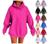 Generisch Hoodie Women's Oversize Hoodie Casual Waffle Pullover Long Sleeve Sweatshirt Winter Hoodie Top with Pocket Hoodies Women's Waffle Pullover Winter Sweatshirt Long Jumper S-5XL, Hot pink, 4XL