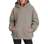 Generisch Hoodie Women's Oversize Pullover Sport Long Sleeve Fleece Lined Sweatshirt with Hood Plain Basic Hooded Sweater Cardigan with Hood Classic Fashion, Khaki-c, 5XL