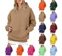 Generisch Hoodie Women's Oversize Y2K Pullover with Hood Loose Long Sleeve Sweatshirt with Pockets Vintage Plain Hoodie Teenager Girls Streetwear Jumper Casual Cotton Long Sleeve Shirt S-5XL