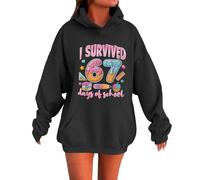 Generisch Hoodie Women's Warm Funny 67 Number Print Hoodie Winter Trendy Sweatshirt with Pockets Lightweight Long Sleeve Casual Pullover Basic Soft Cuddly Tops, A-5-Black, S