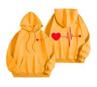 Generisch Hoodies for Women, Word Graphic Sweatshirts for Women, Hoodie, Trendy Sweatshirts, Preppy Clothing, Long Sleeve Sweatshirt Tops, Pullover Women, Blue, yellow, S