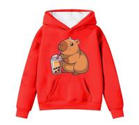 Generisch Hoodies Girls & Sweatshirts Cute Capybara Print Pullover Long Sleeve Hoodie with Pocket for Children Winter Casual Outfit Baby Things Neutral, red, 10-11 Jahre