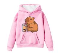 Generisch Hoodies Girls & Sweatshirts Cute Capybara Print Pullover Long Sleeve Hoodie with Pocket for Children Winter Casual Outfit Baby Things Neutral, pink, 10-11 Jahre