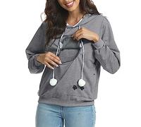 Generisch Hoodies with Cat Pocket, Funny Sweatshirts with Kangaroo Pocket, Plus Size, Cat and Dog Tote Bag, Hoodie, Cute Pet Holder, Long Sleeve Soft Hoodie, darkgray, M