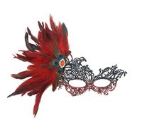 Generisch Hot Embossed Lace Masquerade Ball Carnival Feather Mask for Adults Festive Party Accessory Elegant Eye Mask with Glitter Decoration