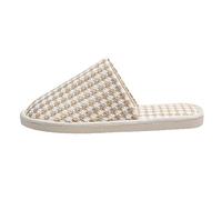 Generisch House Slippers Women's Flat Slippers Women's Winter Elegant Slippers Checked Slippers Non-Slip Slippers Cuddly Slippers Plain Home Shoes Lightweight Guest Slippers, beige, 7 UK