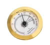Generisch Humidor Hygrometer Round, Gold Round Glass Cigar Moisture Meter, Precision Hygrometer with Round Adjustable Point for Cigars, Humidors, Guitar, Violin, Cigar Box