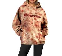 Generisch Icelandic Pullover Women's Hoodie with Halloween Motifs for the Season, Long Sleeve Sweatshirt with Blood Splashes, Perfect for Casual Wear, Parties, Transition Jacket, Women 50, Brick Red1