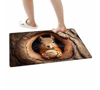 Generisch Illusion Rug, Squirrel and Dog Soft Non-Slip Stain Resistant Quick Dry Mat, 3D Optical Illusion Rug | Realistic for Birthday Halloween Thanksgiving Home Holiday New Year Party Eve Living