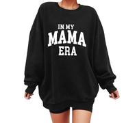 Generisch In My Mama Sweatshirt, Oversized Mum Sweatshirt, Casual Long Sleeve Pullover with Letter Print for Women, Hoodies for Teenage Girls, black, S
