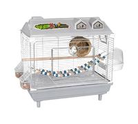 Generisch Indoor Bird House - Clear Acrylic Structure, Wooden Perch, Ventilated Living Chamber, ABS Iron Frame, Habitat Furnishings Lovebird Finches Parakeet Macaws Bird Enclosure Home Care