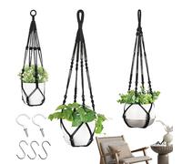 Generisch Indoor Macrame Plant Hangers - 3 Pack Hand Woven Crochet Boho Plant Holders, Decorative Hanging Planters | For Wall Bathroom Deck Home