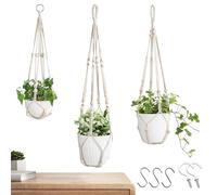 Generisch Indoor Macrame Plant Hangers - 3 Pack Hand Woven Crochet Boho Plant Holders, Decorative Hanging Planters | For Wall Bathroom Deck Home