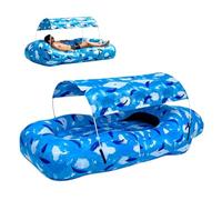 Generisch Inflatable Air Lounger - Air Sofa with Sun Protection, Portable Lounger with Integrated Storage Compartment - for Travel, Holiday, Camping, by the Sea, Hiking, Picnic in the Garden