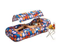 Generisch Inflatable Air Lounger, Travel Air Sofa with Sun Protection Canopy, Air Couch without Pump, Inflatable for Travel, Holiday, Camping, by the Sea, Hiking, Picnic, in the Garden