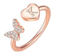 Generisch Initial Letter Alphabet Rings AZ Silver and Gold Crystal Adjustable Finger Ring for Women Girls Jewellery The Rings 1000 Pieces, one size, Steel, No Gemstone