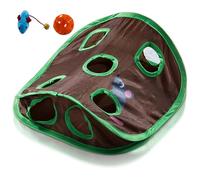 Generisch Interactive Cat Hide Play Centre with Nine Openings Including Hunting Game for Indoor Cats as an Activity Option (Brown, 32 x 32 x 13 cm)