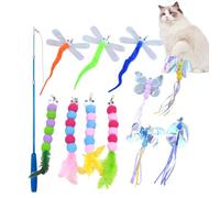 Generisch Interactive Cat Toy - Butterfly Interior Game, Caterpillar, Dragonfly with Flexible Fishing Rod, Funny Training Toy for Kittens, Hamsters, Chinchillas and Squirrels